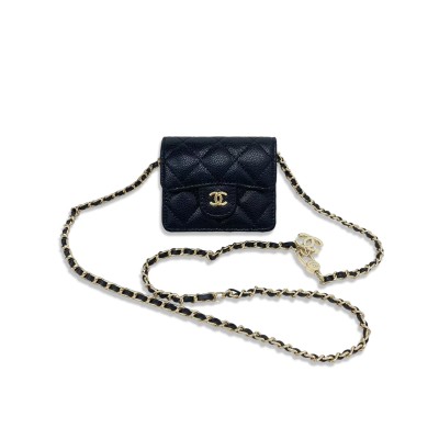 CHANEL QUILTED FLAP CARD HOLDER BELT BAG WITH CHAIN AP1952 (10*7*2.5cm)